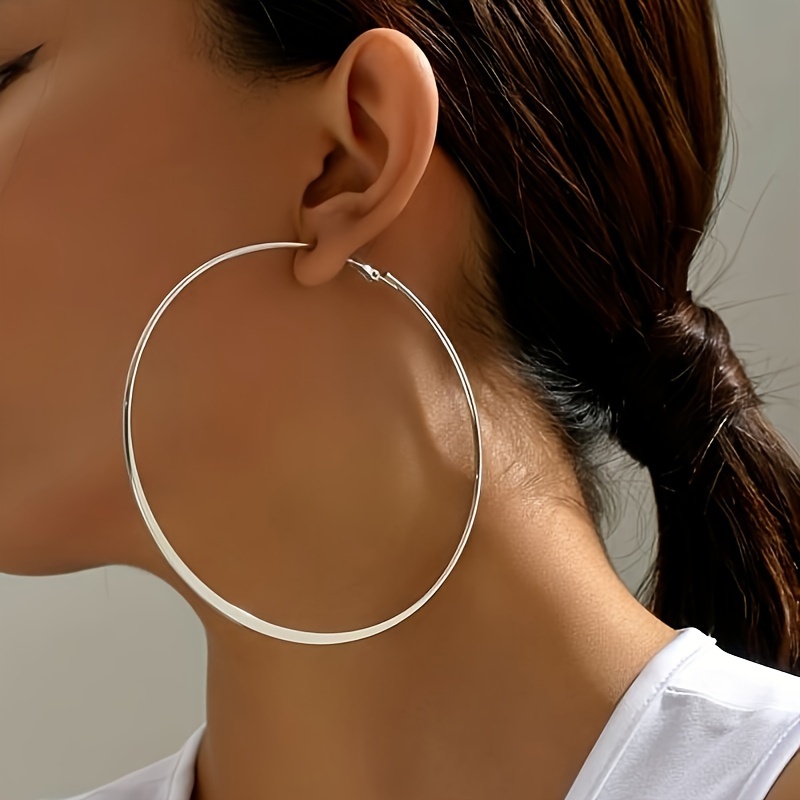 Stylish Golden Earrings with Large Hoops